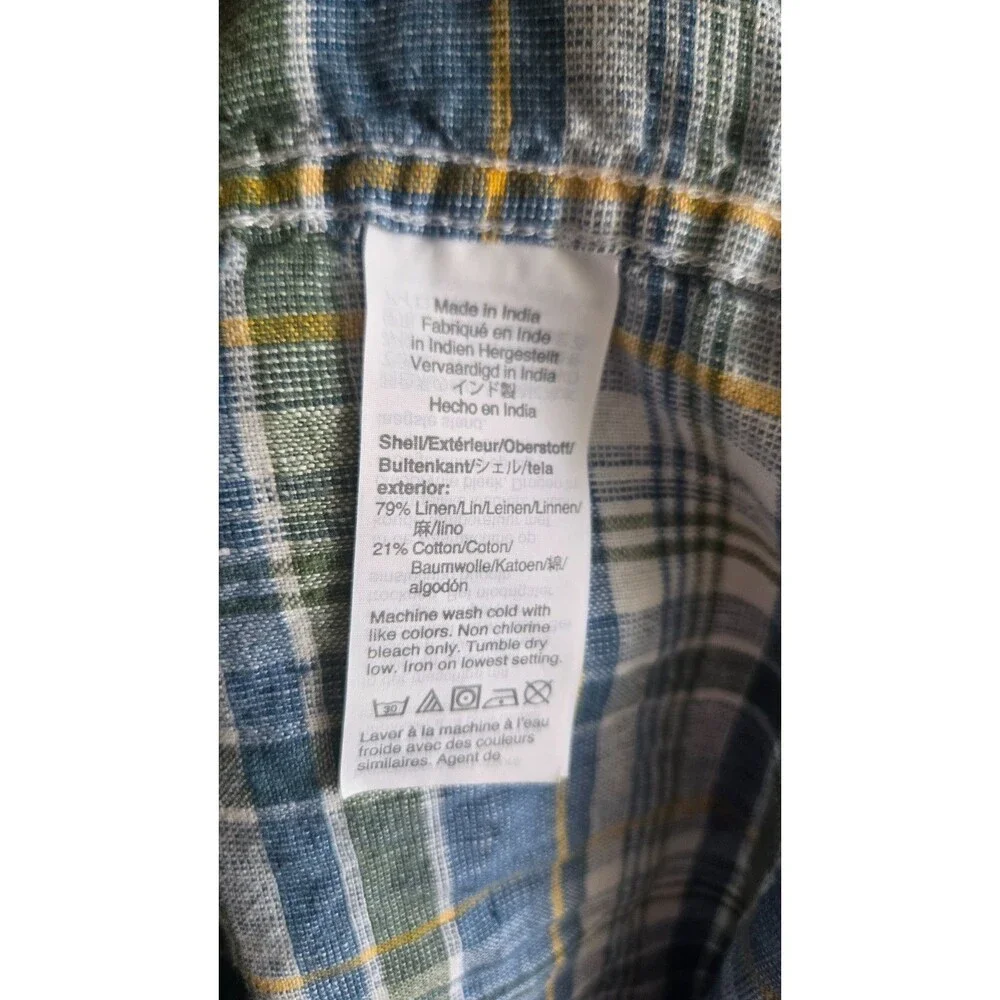 J.Crew Slim Fit Linen Blend Plaid Button-Down Shirt – Men's Medium